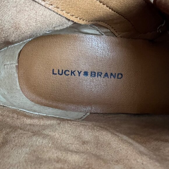 Lucky Brand Womens Cosmio Western Booties Brown Leather Block Heel size 9.5M - Picture 11 of 16